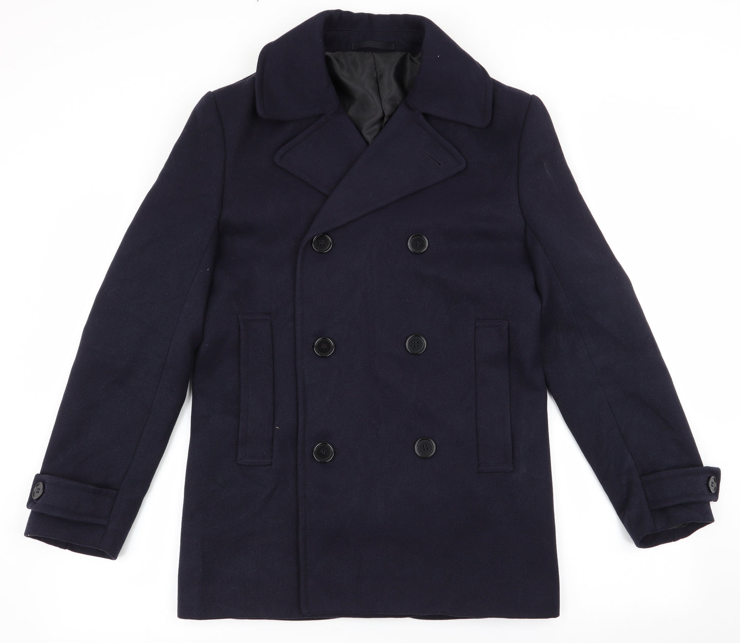 H&M Mens Blue   Overcoat Coat Size 36