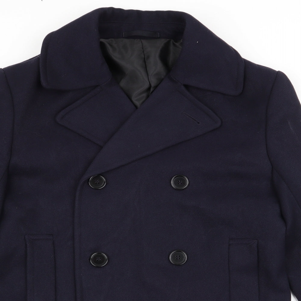 H&M Mens Blue   Overcoat Coat Size 36