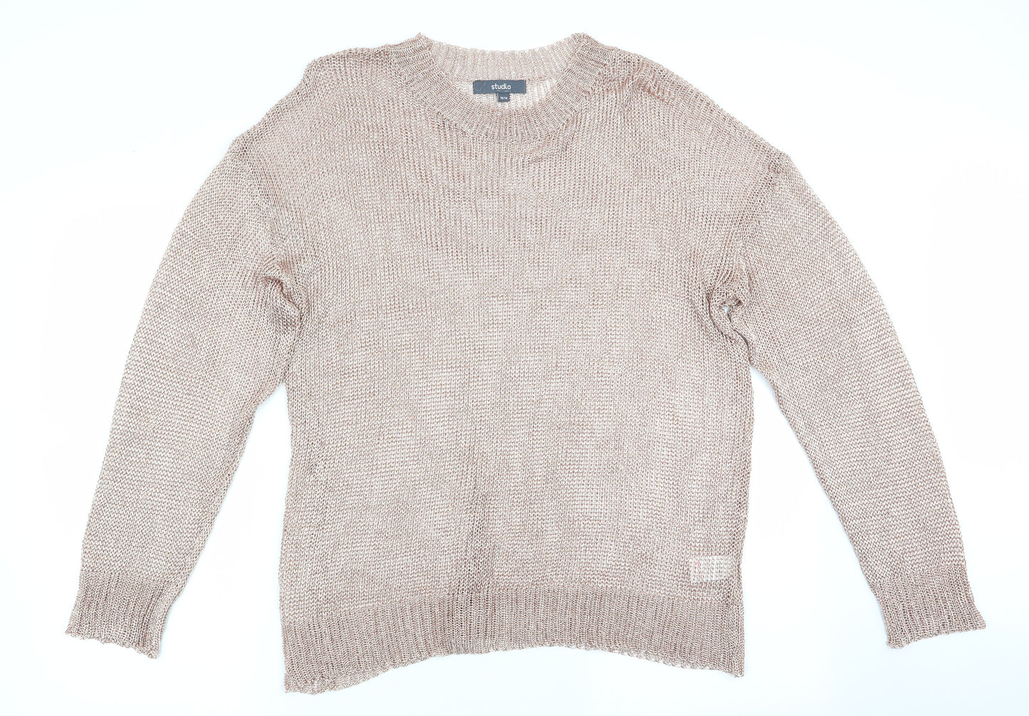 Studio Womens Pink   Pullover Jumper Size 16  - Subtle shimmer effect - Copper colour