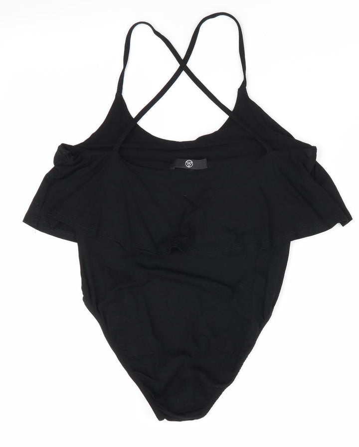 Missguided Womens Black Bodysuit One-Piece Size 10