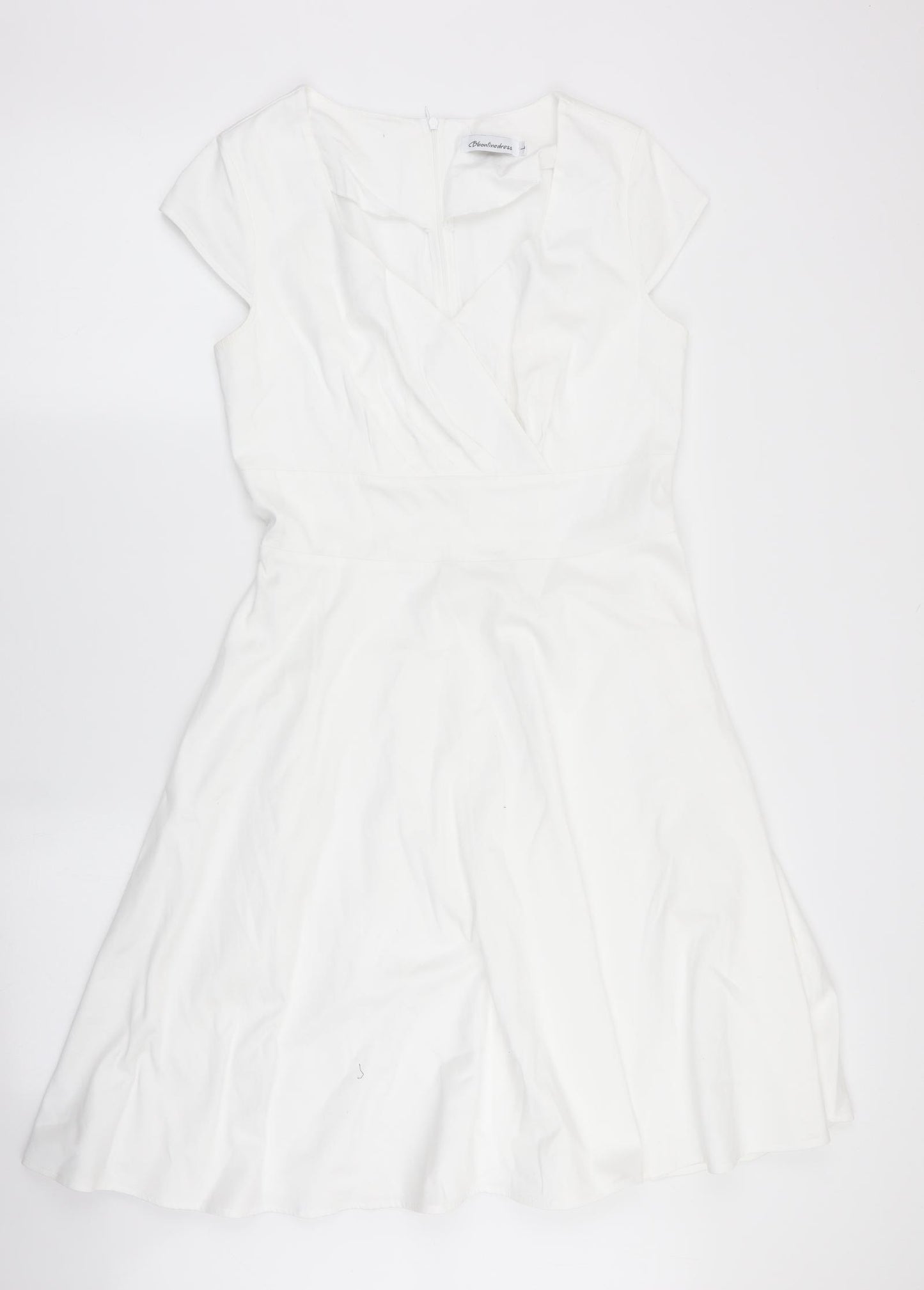 Bbonfinedress Womens White   Fit & Flare  Size L  - back Zip up