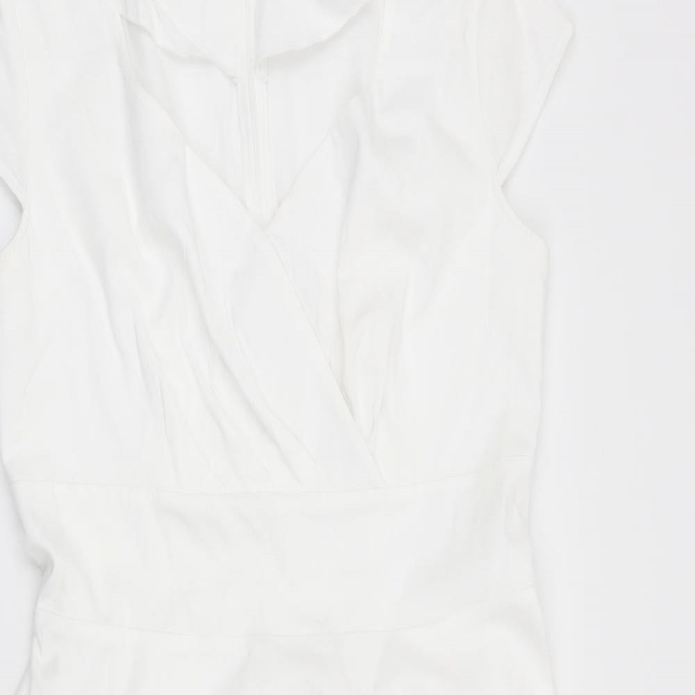 Bbonfinedress Womens White   Fit & Flare  Size L  - back Zip up