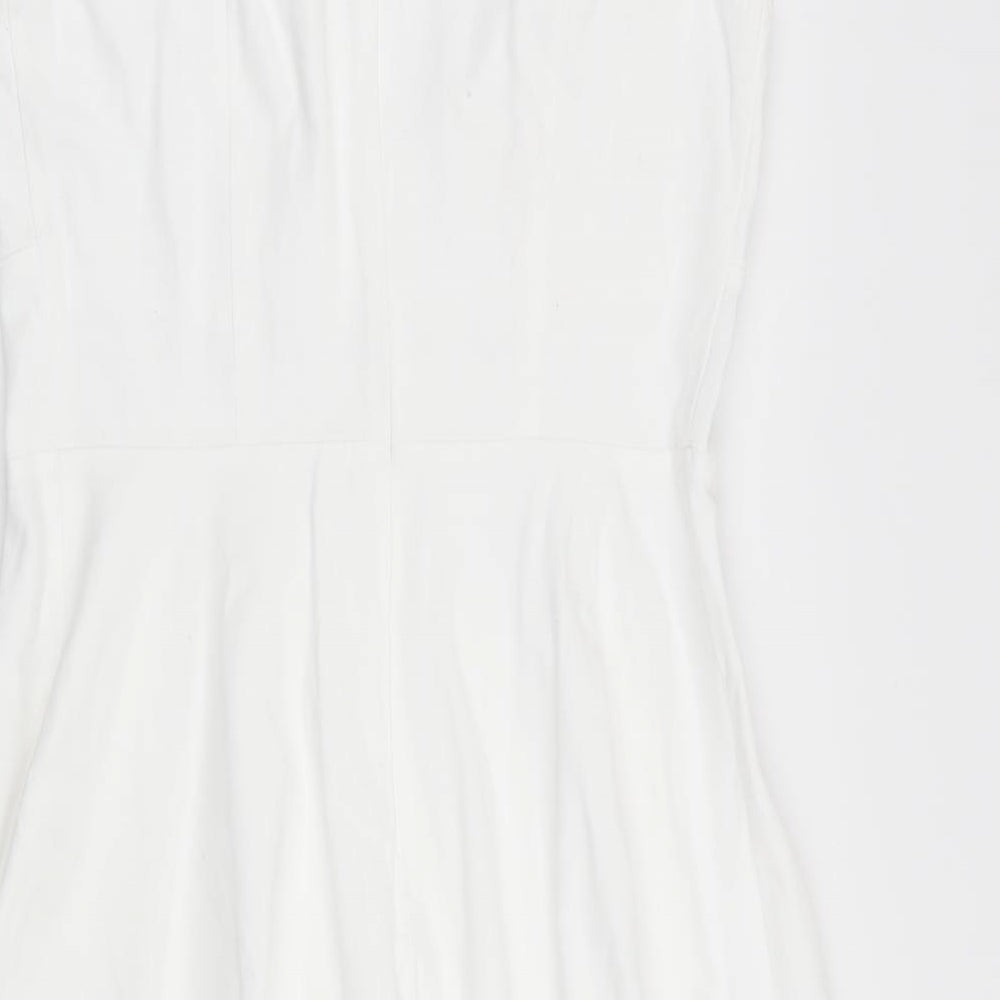 Bbonfinedress Womens White   Fit & Flare  Size L  - back Zip up