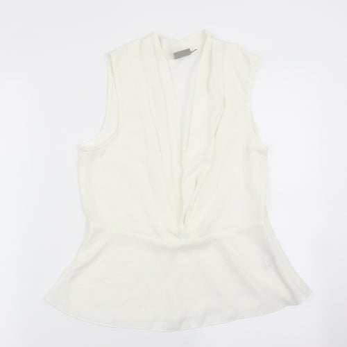 ASOS Womens Ivory   Basic Blouse Size 8  - Deep V Front