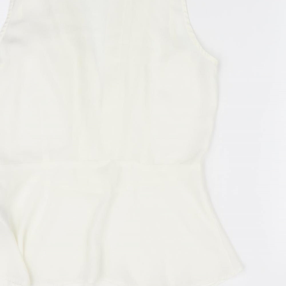 ASOS Womens Ivory   Basic Blouse Size 8  - Deep V Front