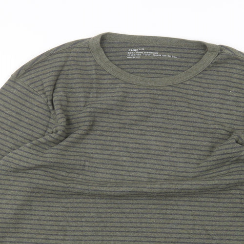 Gap Mens Green Striped   T-Shirt Size L