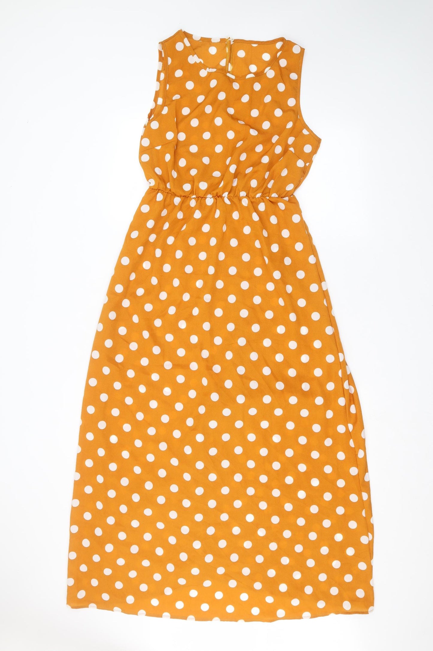Preworn Womens Yellow Polka Dot  A-Line  Size L
