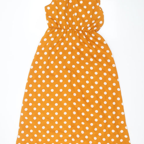 Preworn Womens Yellow Polka Dot  A-Line  Size L
