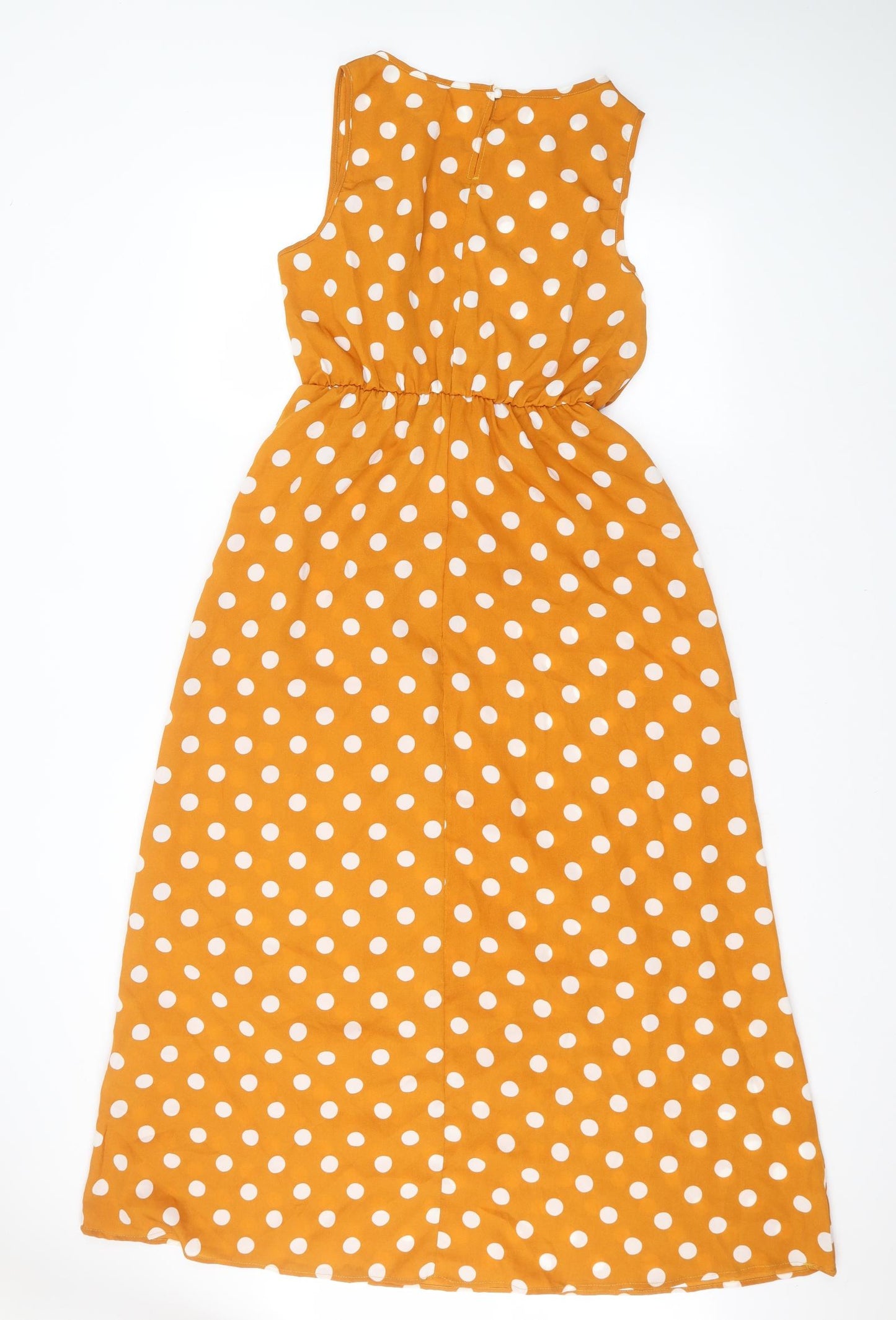 Preworn Womens Yellow Polka Dot  A-Line  Size L