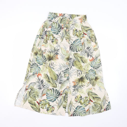 Astradivarius Womens Beige Floral  A-Line Skirt Size S