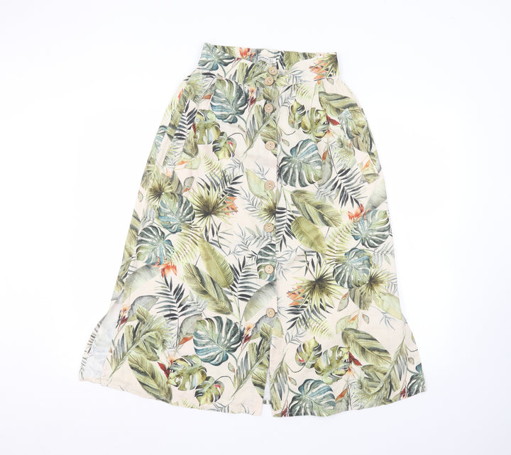 Astradivarius Womens Beige Floral  A-Line Skirt Size S