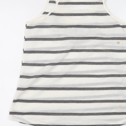 Preworn Womens White Striped  Basic T-Shirt Size S