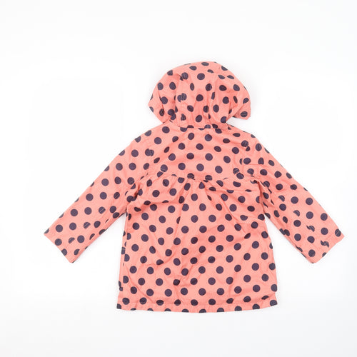 Mothercare Girls Pink Polka Dot  Parka Coat Size 2-3 Years