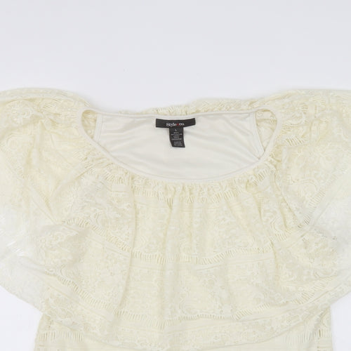 Style&co. Womens White   Basic Blouse Size L