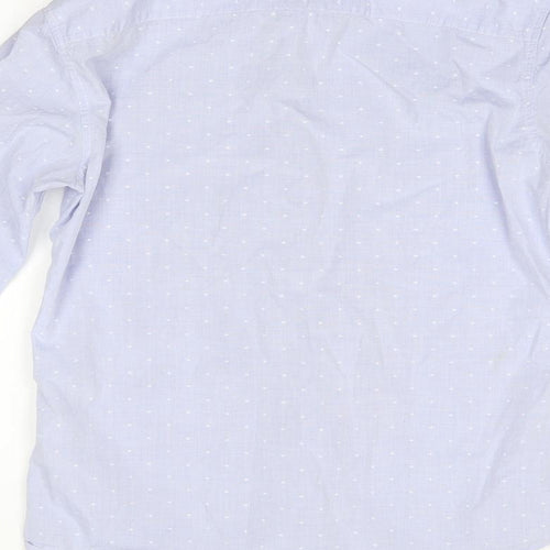 benetton Mens Blue Polka Dot   Button-Up One Size