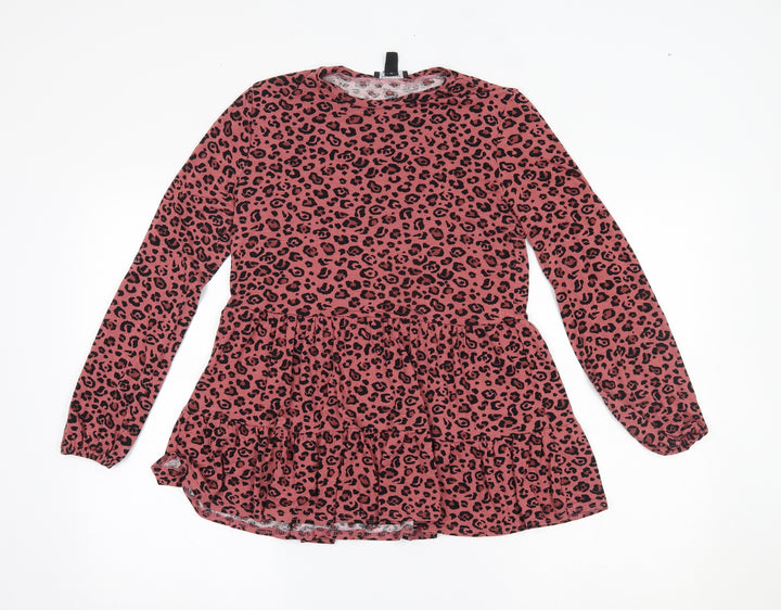 New Look Womens Pink Animal Print  Basic Blouse Size 8