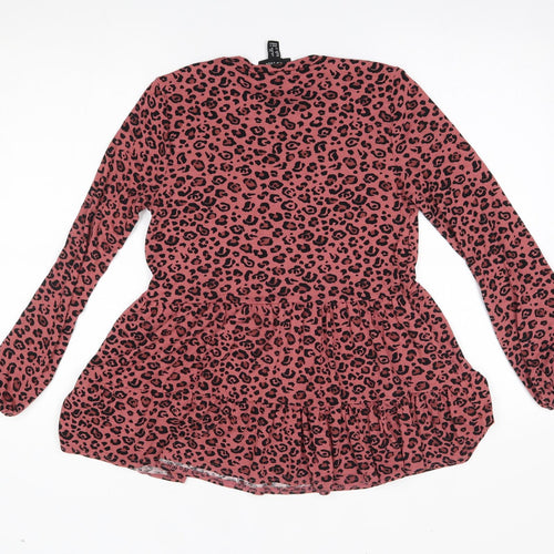 New Look Womens Pink Animal Print  Basic Blouse Size 8
