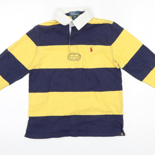 Polo Ralph Lauren Boys Yellow Striped  Pullover Jumper Size 8 Years