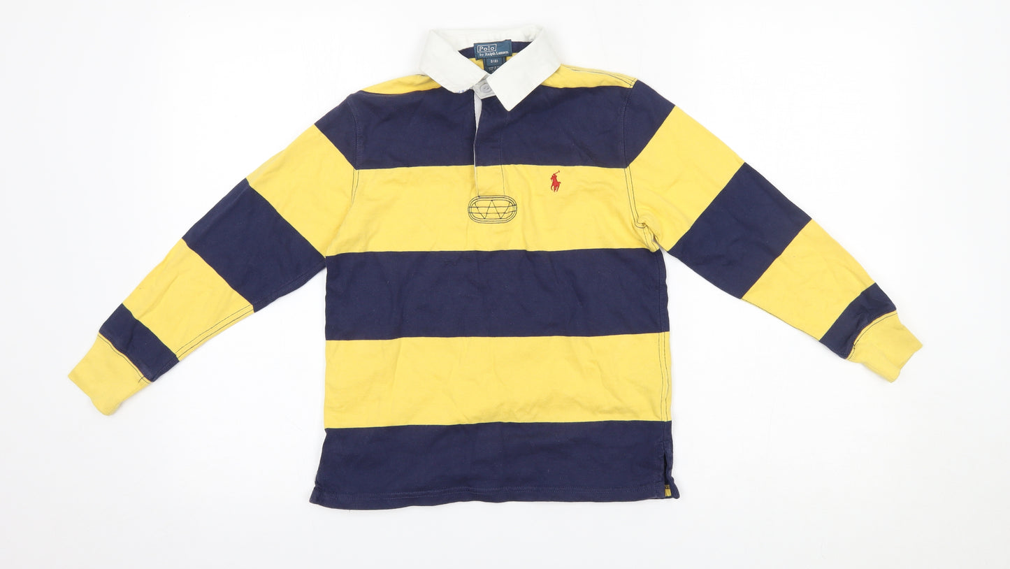 Polo Ralph Lauren Boys Yellow Striped  Pullover Jumper Size 8 Years