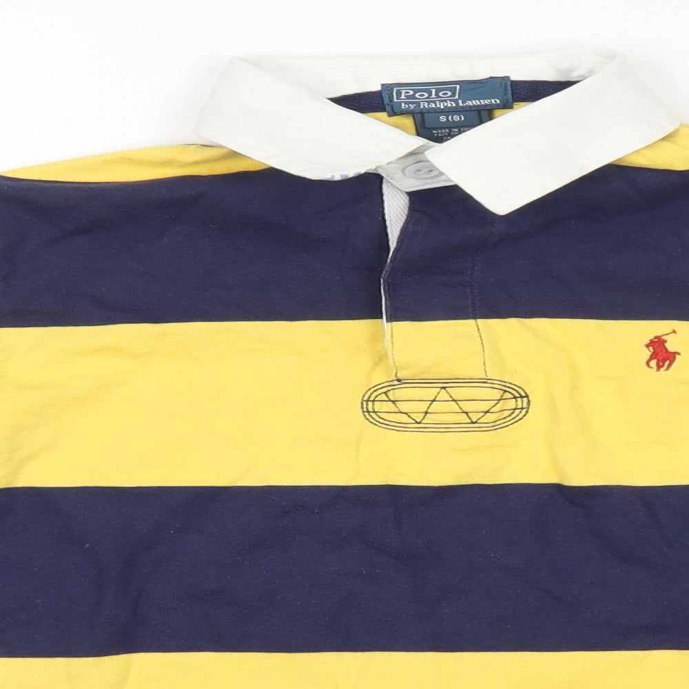 Polo Ralph Lauren Boys Yellow Striped  Pullover Jumper Size 8 Years
