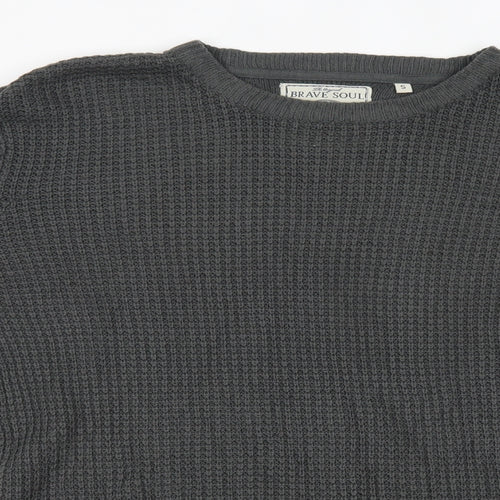 Brave Soul Mens Grey   Pullover Jumper Size S