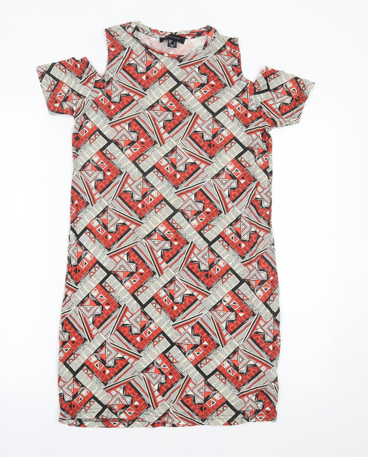 Atmosphere Womens Red Geometric  A-Line  Size 6