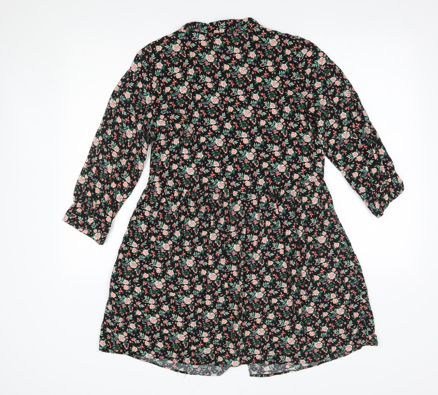 George Womens Black Floral  A-Line  Size 12