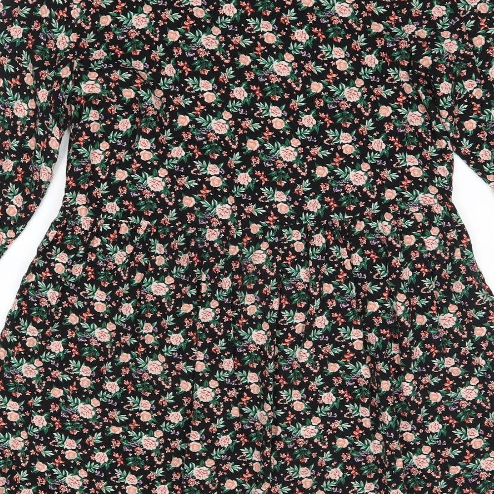 George Womens Black Floral  A-Line  Size 12