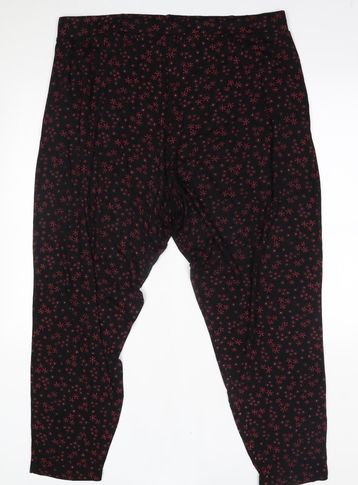 Roman Womens Black Floral   Pyjama Pants Size L