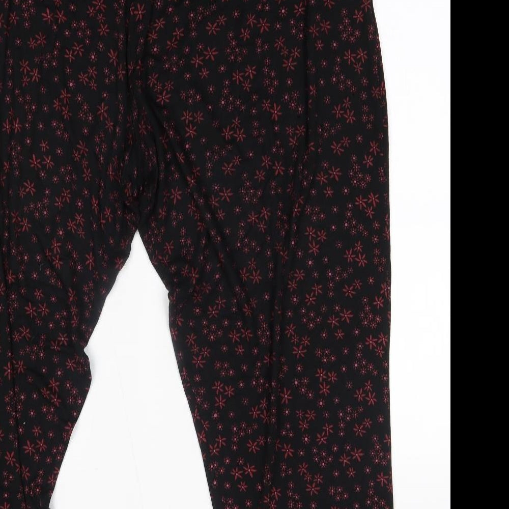 Roman Womens Black Floral   Pyjama Pants Size L