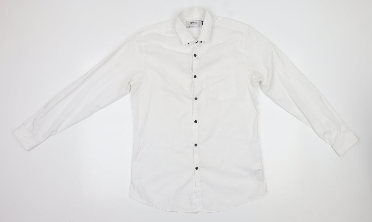 Topman Mens White    Button-Up Size M
