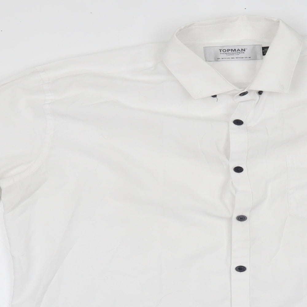 Topman Mens White    Button-Up Size M