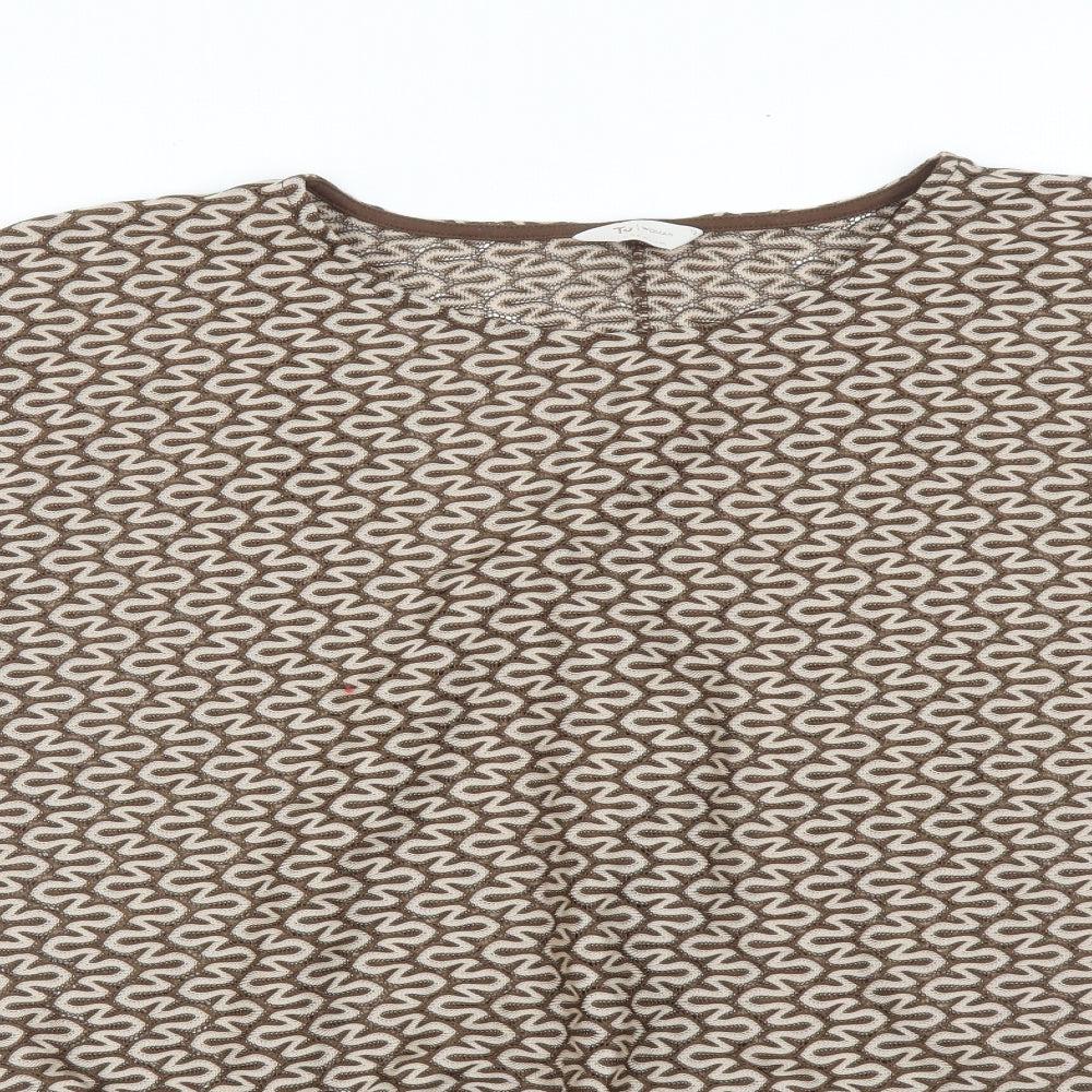 TU Womens Brown Geometric  Basic T-Shirt Size 12