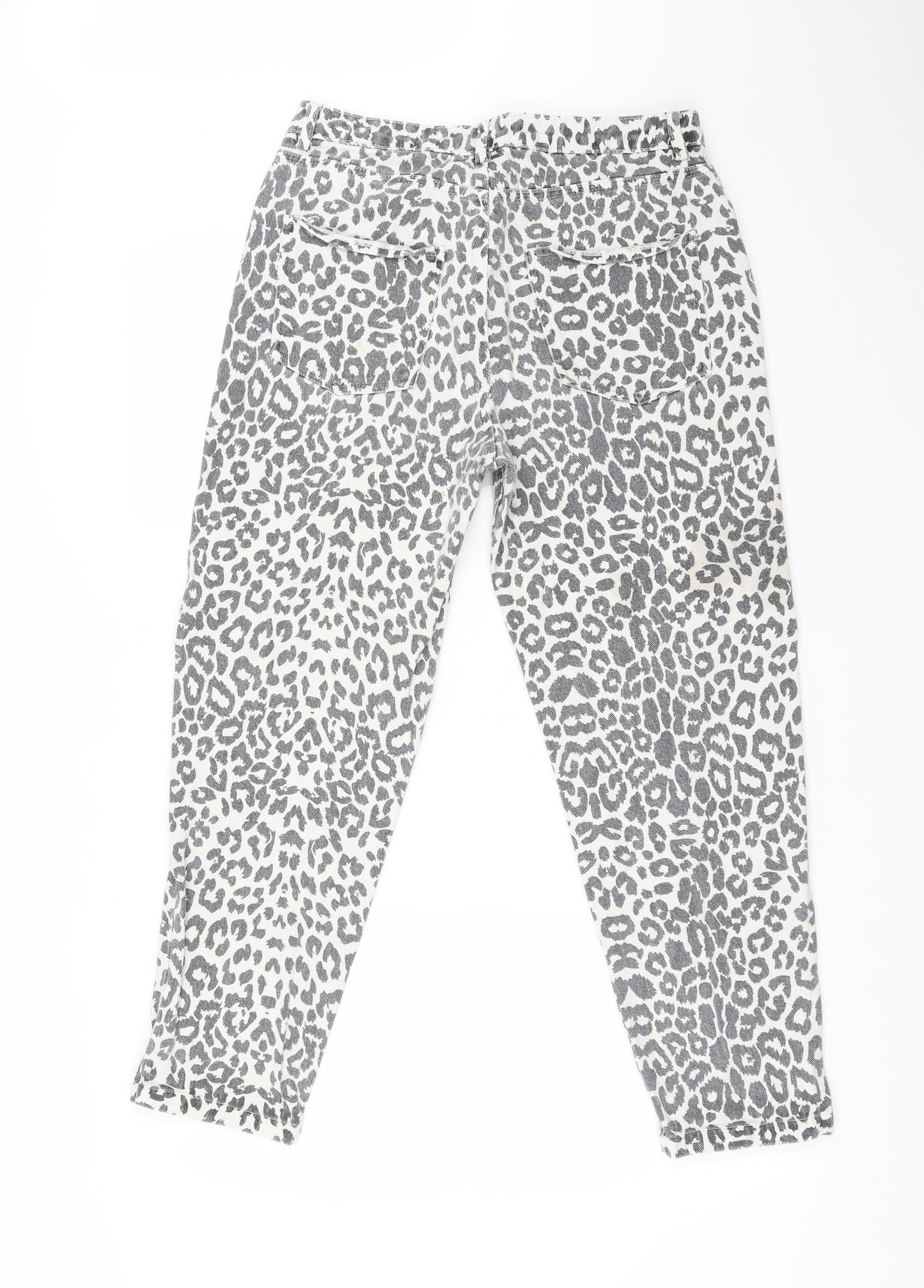 DAPHNEA Womens Multicoloured Animal Print  Straight Jeans Size M L26 in