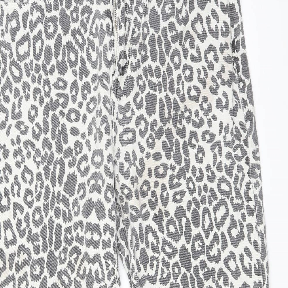 DAPHNEA Womens Multicoloured Animal Print  Straight Jeans Size M L26 in