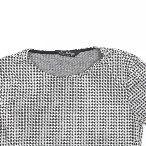 Miss Selfridge Womens Multicoloured Houndstooth  Cropped T-Shirt Size 8