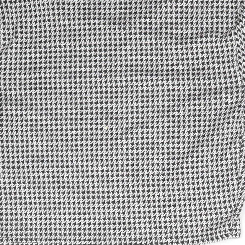 Miss Selfridge Womens Multicoloured Houndstooth  Cropped T-Shirt Size 8
