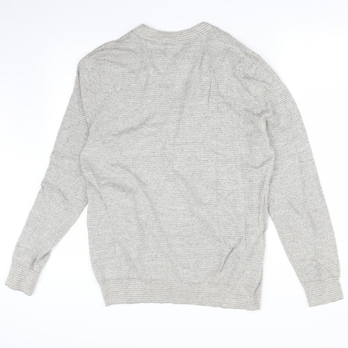 RJR.John Rocha Mens Grey Striped  Cardigan Jumper Size M