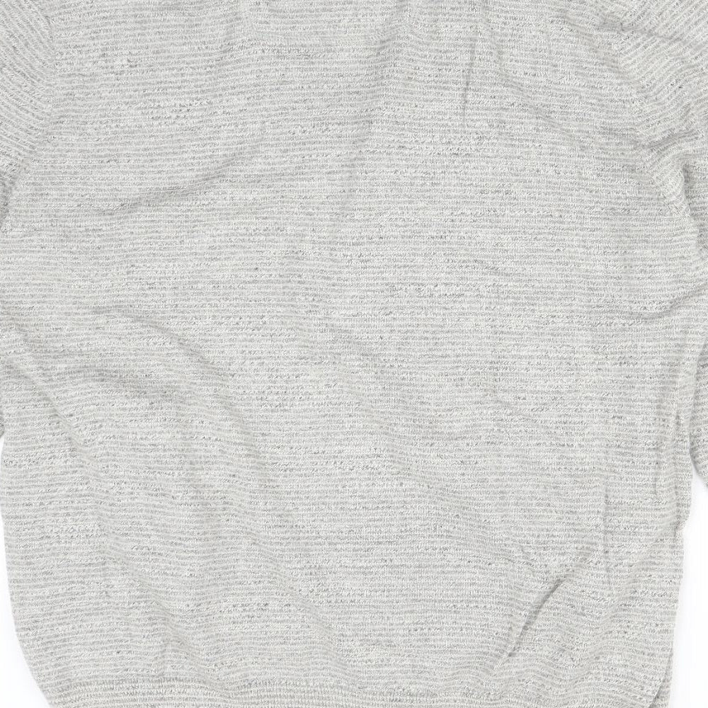 RJR.John Rocha Mens Grey Striped  Cardigan Jumper Size M