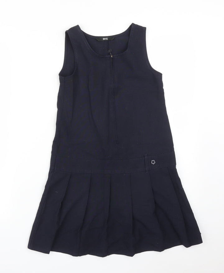 BHS Girls Blue Pinafore/Dungaree Dress Size 9 Years