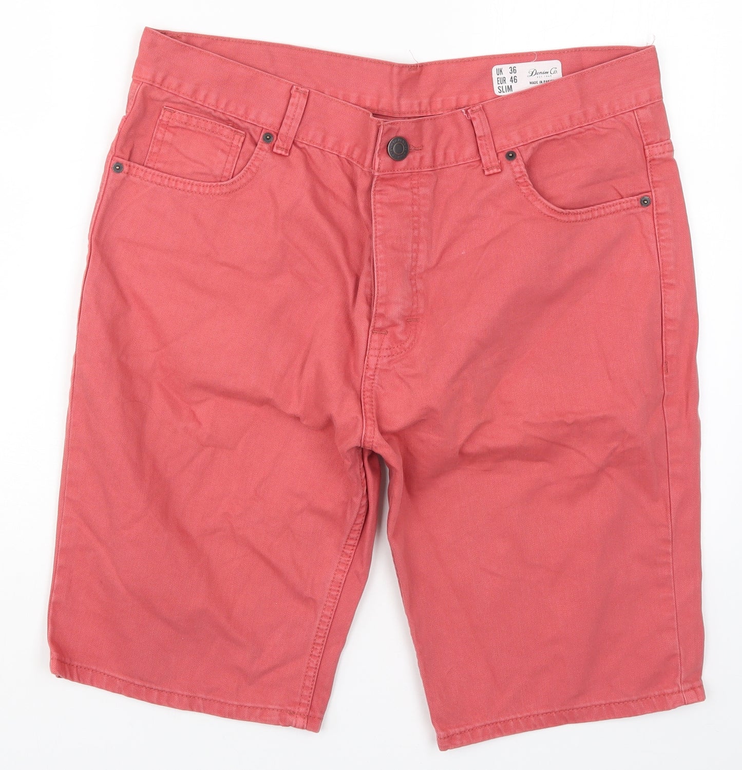 Denim Co Mens Pink  Denim Bermuda Shorts Size 36