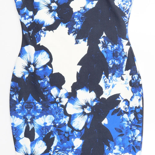 River Island Womens Blue Floral  Bodycon  Size 8