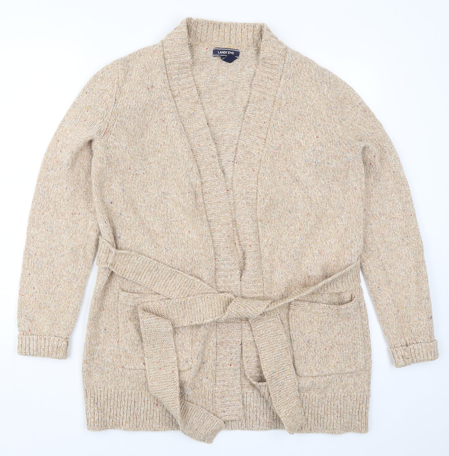 Lands End Womens Beige  Knit Cardigan Jumper Size M