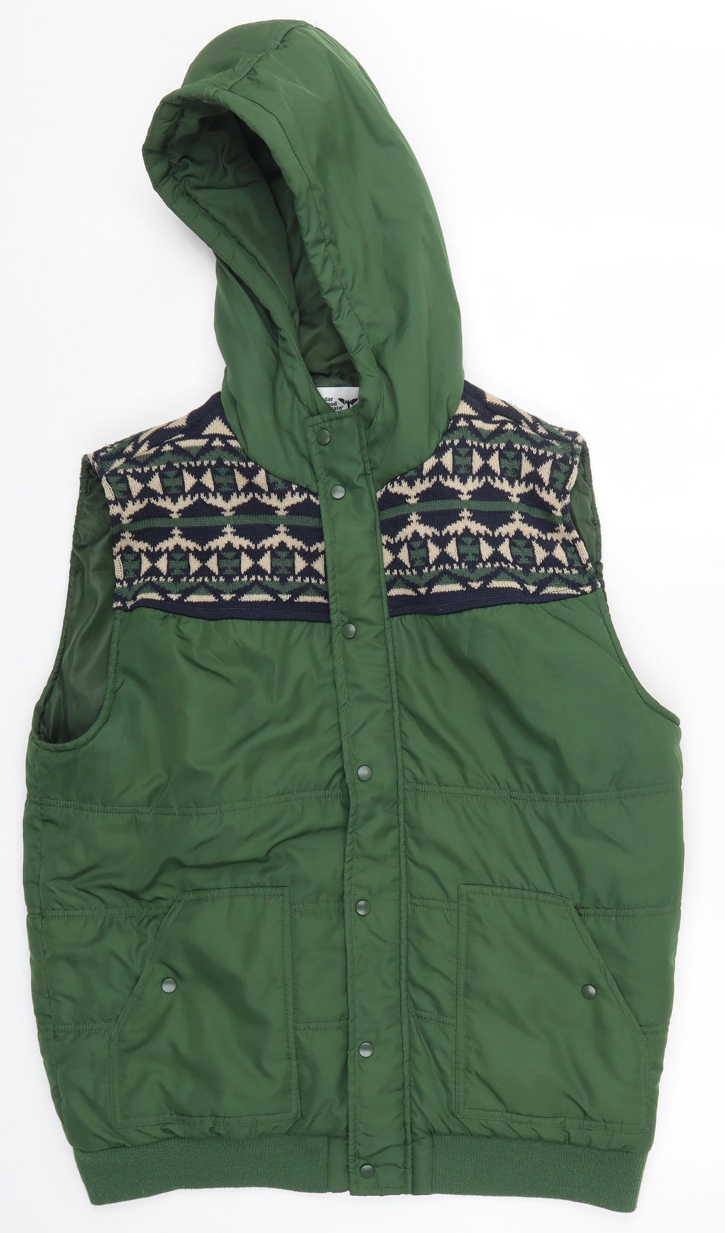 Cedar Wood State Mens Green Fair Isle  Gilet Coat Size XL