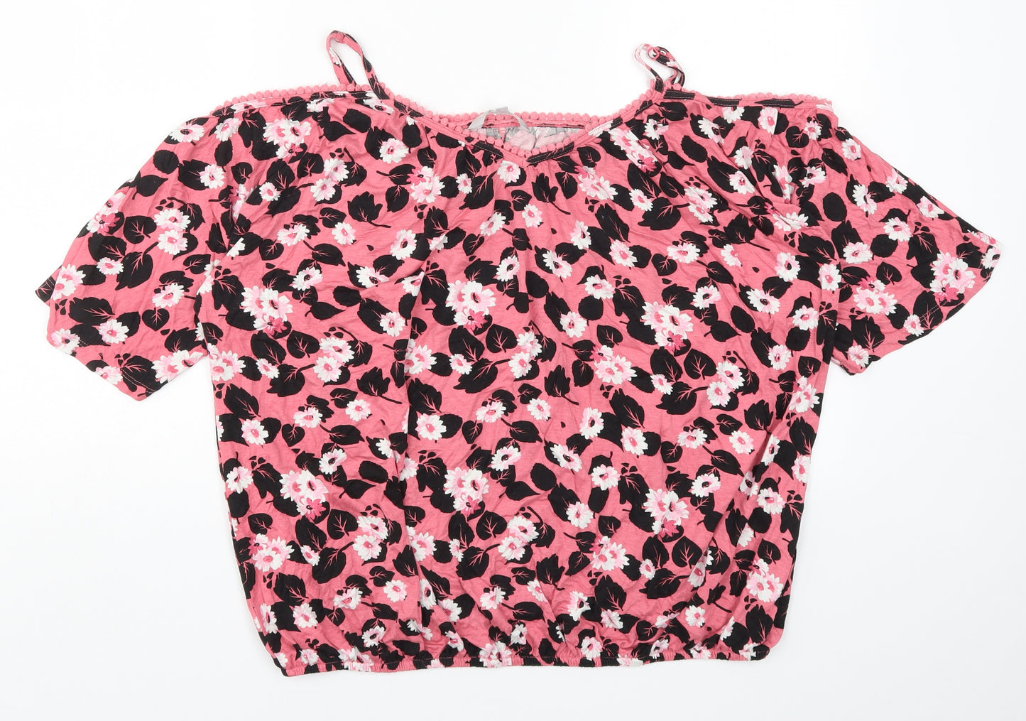 Debenhams Womens Pink Floral  Basic T-Shirt Size 16