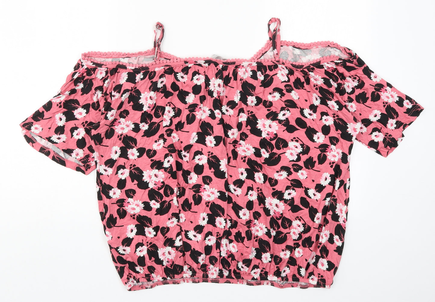 Debenhams Womens Pink Floral  Basic T-Shirt Size 16