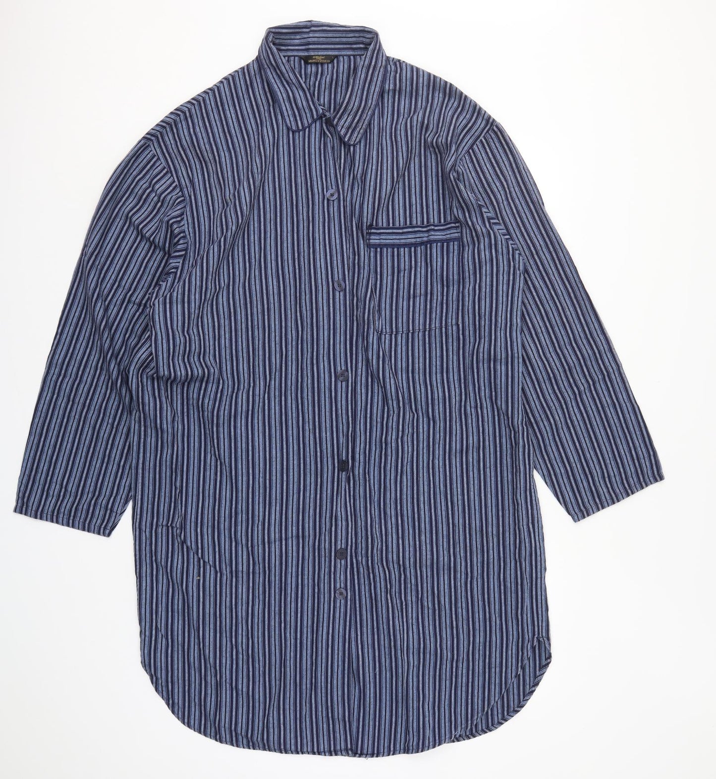 Marks and Spencer Mens Blue Striped   Pyjama Top Size L