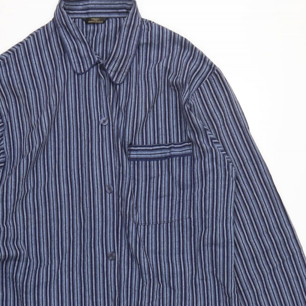 Marks and Spencer Mens Blue Striped   Pyjama Top Size L