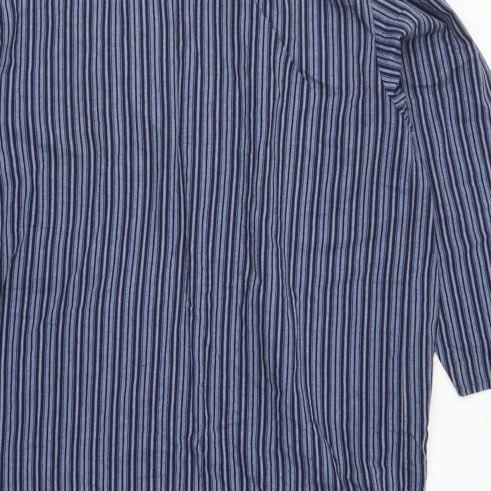 Marks and Spencer Mens Blue Striped   Pyjama Top Size L