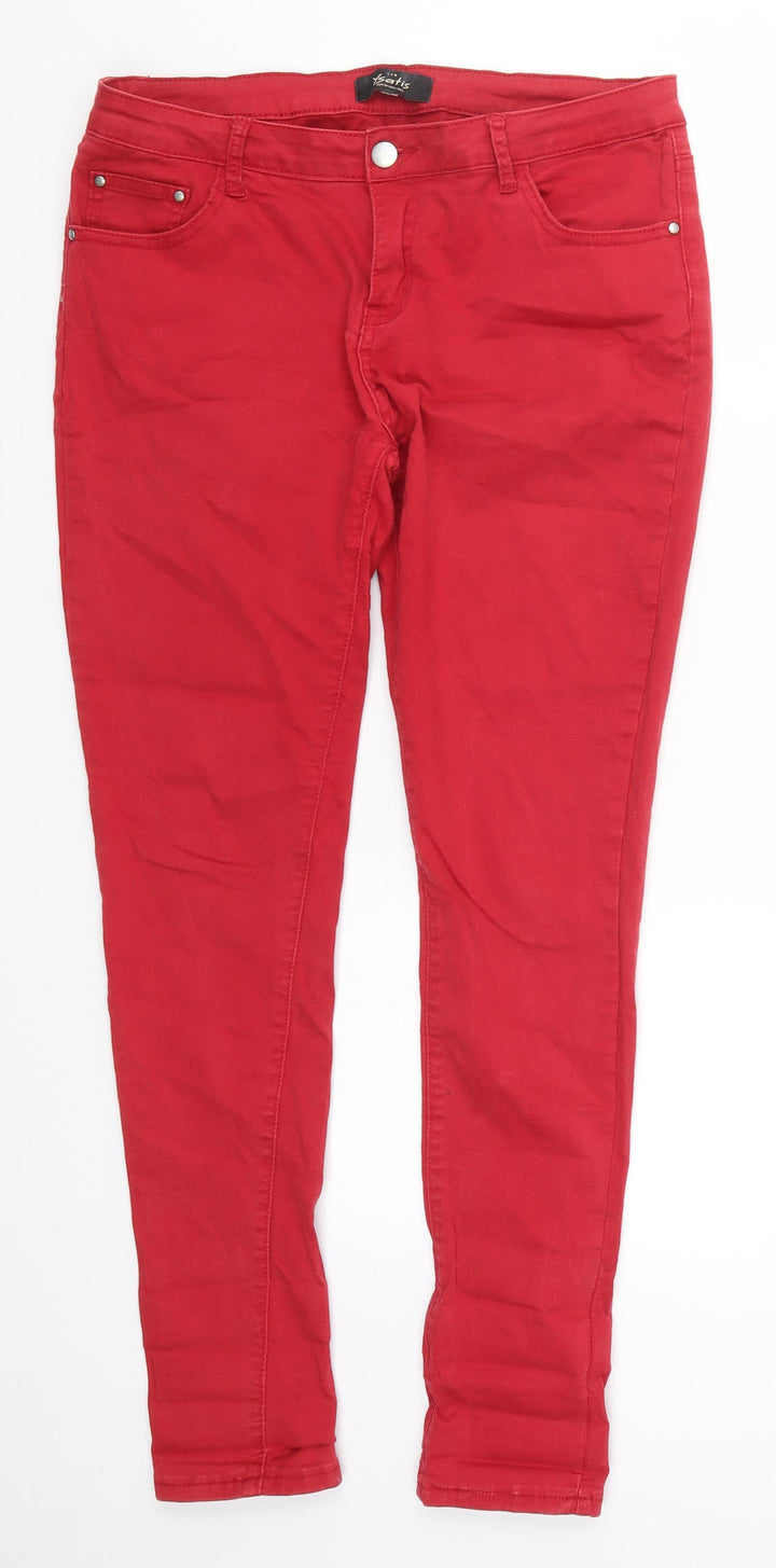 Ystatis Womens Red  Denim Skinny Jeans Size 32 in L27 in
